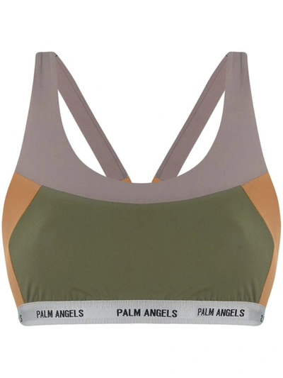 Palm Angels Logo Taped Panelled Sports Bra In Multiple Colors