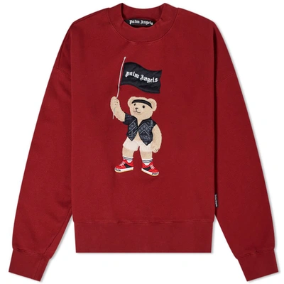 Palm Angels Pirate Bear Crewneck Sweatshirt In Red