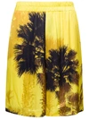 Laneus Palm Print Viscose Shorts In Yellow