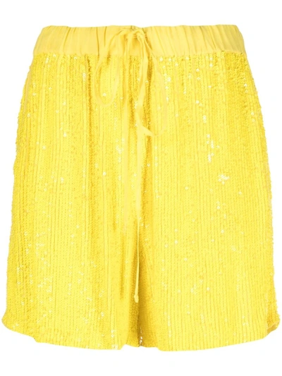 P.a.r.o.s.h Sequined Shorts In Yellow