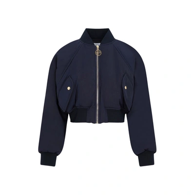 Patou Cropped Bomber Jacket In Blue