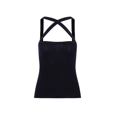 Patou Cable Knit Tank Top In Blue
