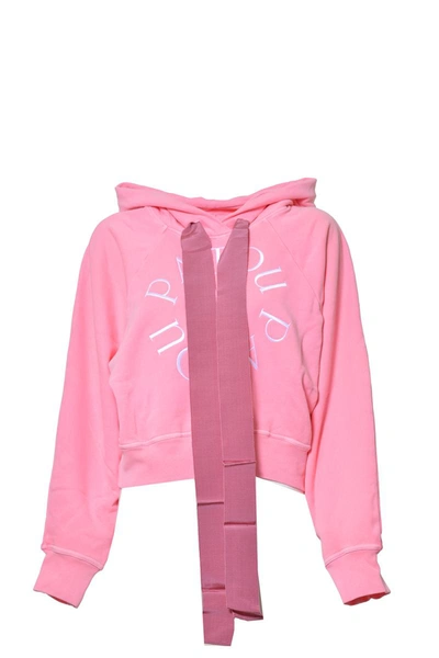 Patou Logo-embroidered Cropped Hoodie In Pink