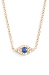 Ef Collection 14k Yellow Gold Diamond & Blue Sapphire Evil Eye Choker Necklace, 15.5 In Yellow Gold