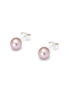 Hatton Labs Freshwater Pink Pearl Stud Earrings In Sterling Silver Woman In Pink