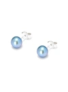 HATTON LABS FRESHWATER BLUE PEARL STUD EARRINGS IN STERLING SILVER WOMAN