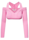 ALEXANDER MCQUEEN PINK CROPPED OFF-THE SHOULDER TOP IN VISCOSE WOMAN