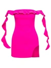 David Koma Ruffle-trimmed Wool-blend Minidress In Pink