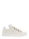 DOLCE & GABBANA 'PORTOFINO' WHITE LOW-TOP SNEAKERS WITH OVERSIZED LACES IN LEATHER MAN