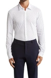Hugo Boss Roan Slim Fit Geo Stretch Nylon Button-up Shirt In White