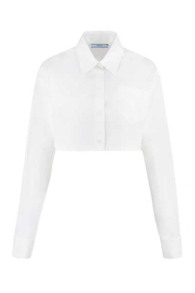 Prada Cotton Poplin Shirt In White