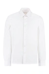 Prada Mens White 100% Cotton Poplin Shirt With Nacre Buttons And Side Slits In White