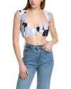 Rumer Leila Linen Crop Top In Blue