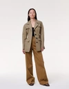 Another Tomorrow Button-front Jacket In Brown