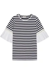 CLU Broderie anglaise-trimmed striped cotton-jersey T-shirt