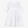 BEATRICE & GEORGE GIRLS WHITE EMBROIDERED TULLE DRESS