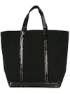 Vanessa Bruno Canvas And Sequins M Cabas Tote In Noir