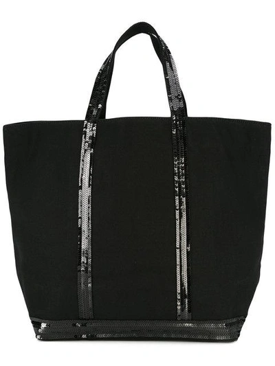 Vanessa Bruno Canvas And Sequins M Cabas Tote In Noir