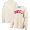 Pressbox Women'sâ Oatmeal Georgia Bulldogs Melange Poncho Vintage Fleece Long Sleeve Pullover Sweatshirt In White