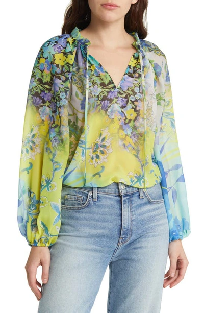 KOBI HALPERIN TINA FLORAL PRINT TIE NECK BLOUSE