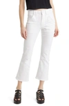 Frame Le Crop Mid Rise Cropped Bootcut Jeans In Blanc In White