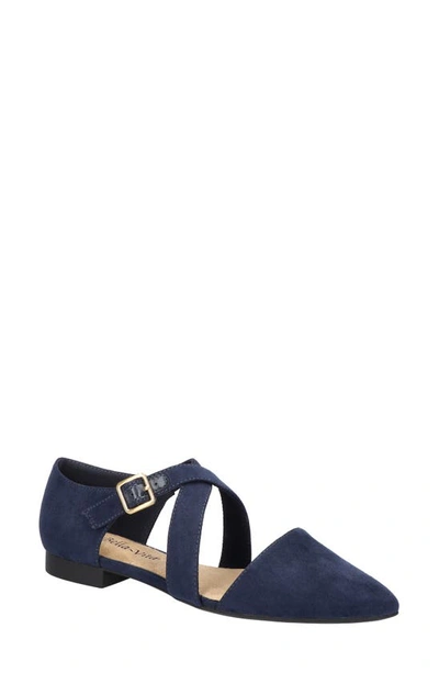 Bella Vita Maddie Pointed Toe Flat In Navy