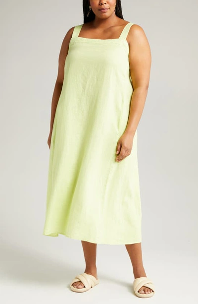 Eileen Fisher Square Neck Organic Linen Sundress In Honeydew | ModeSens