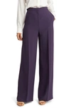 Hugo Boss Tacilana High Waist Wide Leg Trousers In Dark Plum