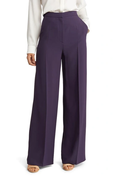 Hugo Boss Tacilana High Waist Wide Leg Trousers In Dark Plum