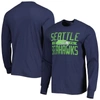47 '47 COLLEGE NAVY SEATTLE SEAHAWKS BRAND WIDE OUT FRANKLIN LONG SLEEVE T-SHIRT