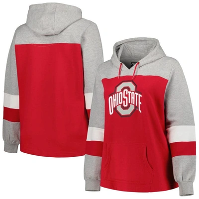 Profile Scarlet Ohio State Buckeyes Plus Size Color-block Pullover Hoodie