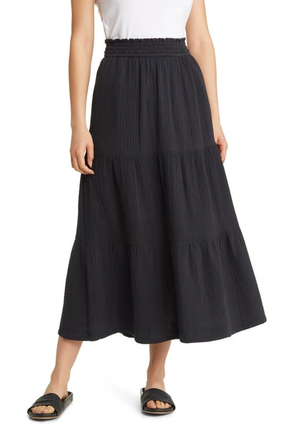 Marine Layer Corinne Cotton Maxi Skirt In Black