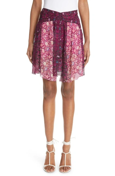 Isabel Marant Floral Printed Patchwork Skirt In Fuchsia