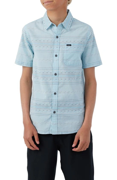 O'neill Kids' Seafaring Stripe Short Sleeve Button-up Shirt In Sky