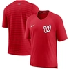 NIKE NIKE RED WASHINGTON NATIONALS AUTHENTIC COLLECTION PREGAME PERFORMANCE V-NECK T-SHIRT