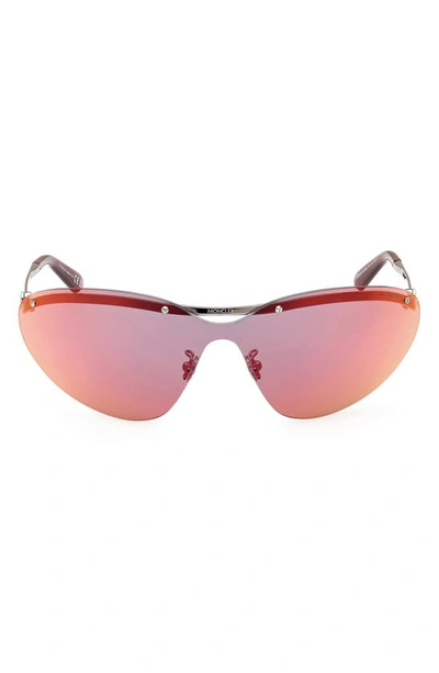 Moncler Mirrored Metal Alloy Shield Sunglasses In Silver