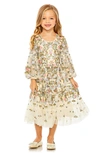 Mac Duggal Kids' Girls Embroidered Long Sleeve Dress In Ivory