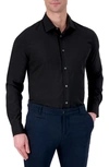 REPORT COLLECTION 4X STRETCH SLIM FIT SOLID BLACK DRESS SHIRT