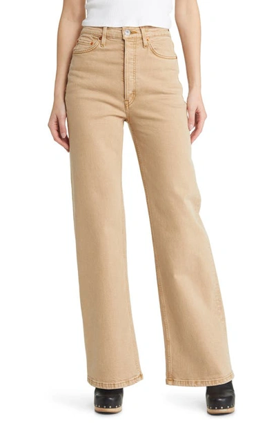 Re/done Originals 70s Ultra High Rise Stove Pipe In Washed Khaki