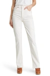 Re/done Originals High-rise Ankle Crop Frayed Skinny Jeans In Vintage White