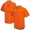 COLUMBIA COLUMBIA ORANGE CLEMSON TIGERS BONEHEAD BUTTON-UP SHIRT