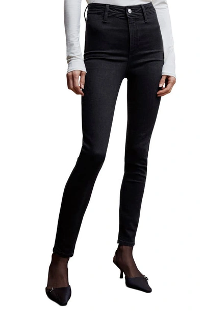 Mango High Waist Stretch Cotton Blend Leggings In Black Denim