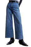 Mango High Waist Culotte Jeans In Medium Blue