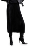 Mango Pleated Midi Skirt Black In Black