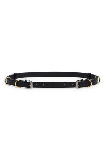 Givenchy Voyou Double Buckle Leather Belt In Black