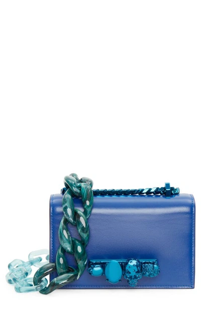 Alexander Mcqueen Women's Mini Jewelled Four-ring Satchel In Royal Blue
