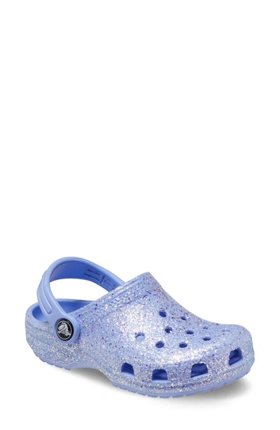 Crocs Kids' Classic Glitter Clog Sandal In Moon Jelly