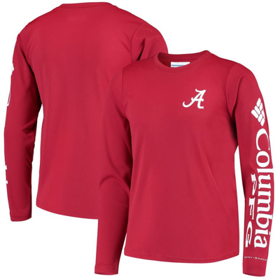 Columbia Kids' Youth Crimson Alabama Crimson Tide Pfg Terminal Tackle Long Sleeve Omni-shade T-shirt