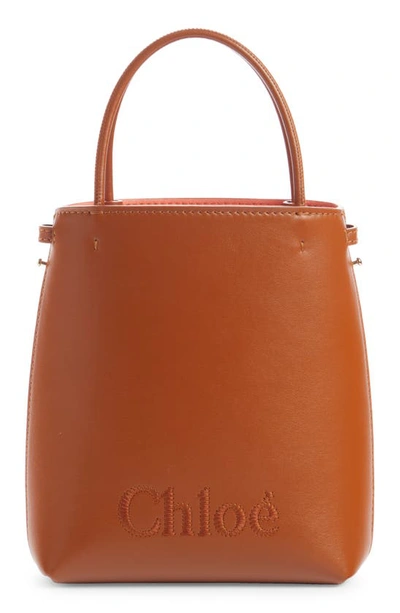 Chloé Micro Sense Crossbody Tote In Caramel