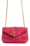 SAINT LAURENT TOY LOULOU PUFFER QUILTED SATIN SHOULDER BAG